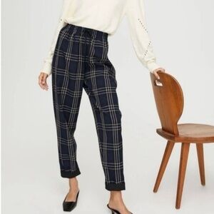 Wilfred Dark Blue Checkered Joggers